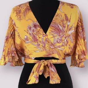 ALEXIS Rylie satin crop wrap top